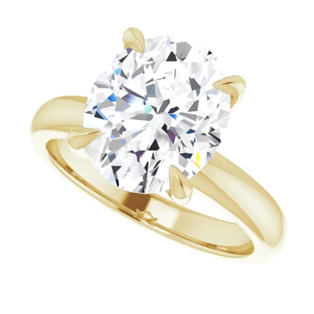 10K Solid Yellow Gold Handmade Engagement Ring - 2.0 CT Oval Cut Moissanite Diamond Solitaire Wedding Band for Women | Perfect for Proposals, Anniversaries & Bridal Jewelry Gifts