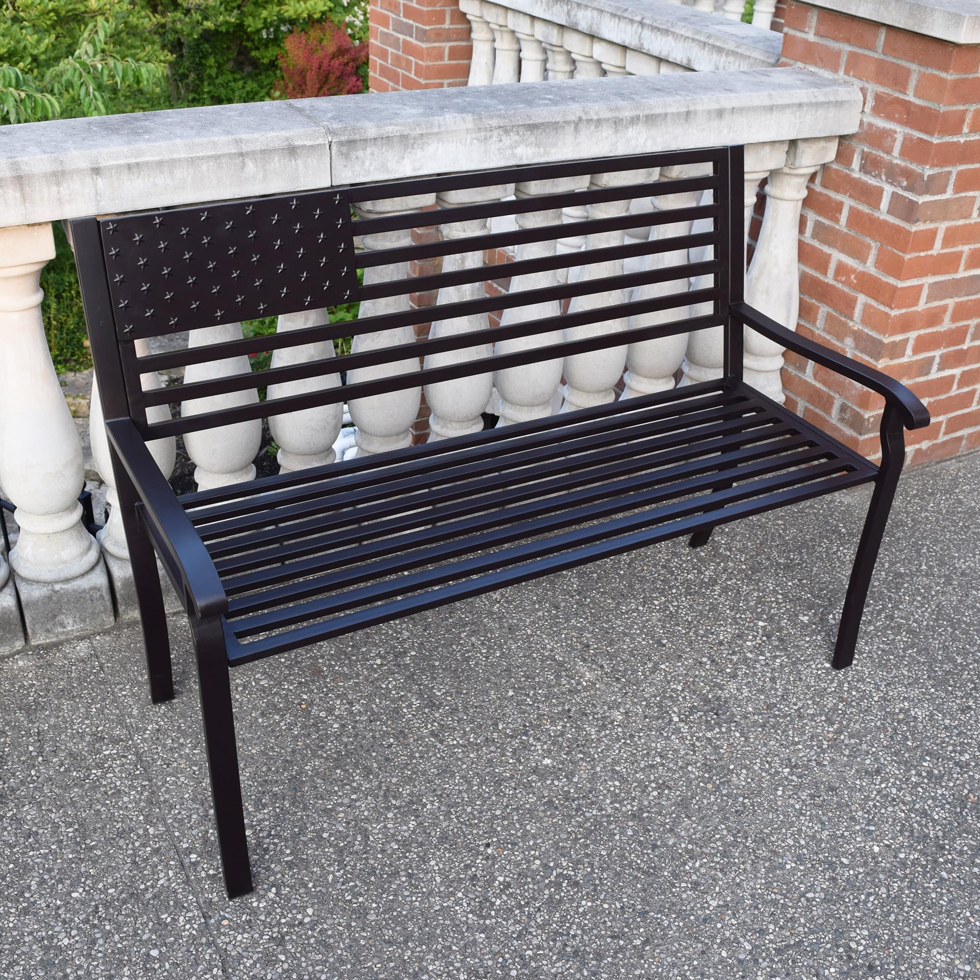 Oakland Living American Pride Bench - Patriotic Outdoor Bench for Porch, Garden & Backyard - Durable Wooden Bench with USA Flag Design