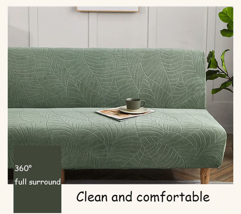 YOPOIY Waterproof Jacquard Futon Slipcover - Anti-Wrinkle, Elastic Polyester Spandex Sofa Cover for 160-190cm Couches (Blue) | Perfect for Living Room, Dorm & Guest Bed Protection