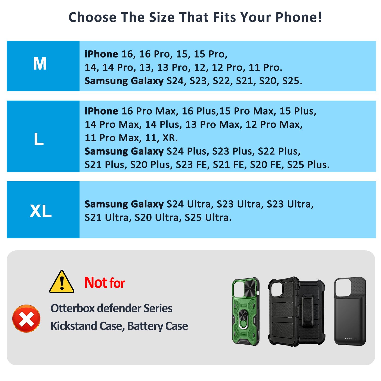 Premium Leather Phone Holster for Belt - Magnetic Closure & Metal Clip - Compatible with iPhone 16/15/14/13/12 Pro Max, Galaxy S25/S24/S23/S22 Plus & FE - Secure Everyday Carry for Work, Hiking & Travel (L-Black)