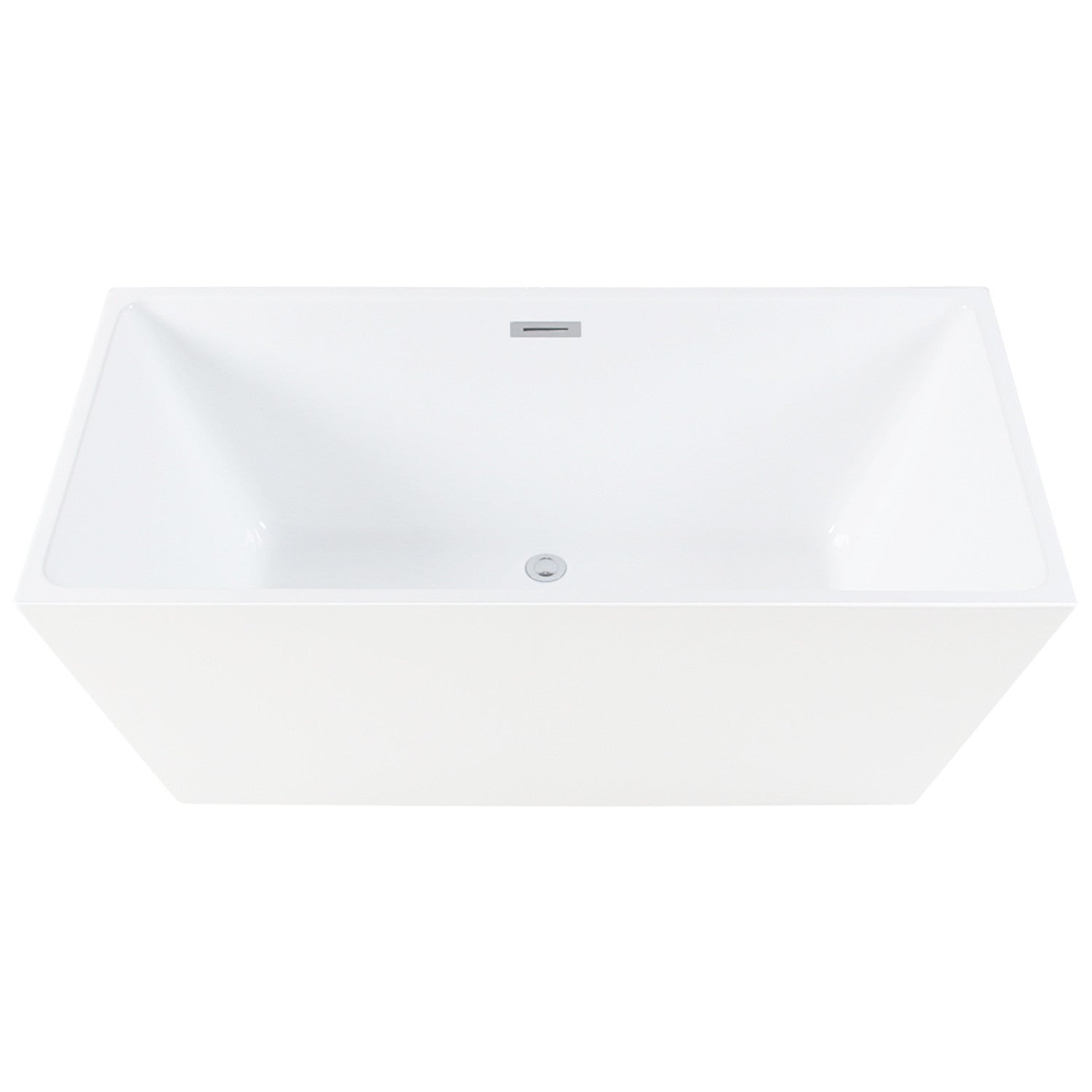 Aqua Eden 59-Inch Freestanding Acrylic Bathtub - Rectangular Double-Ended Soaking Tub with Drain, Glossy White for Luxury Bathroom & Spa Relaxation