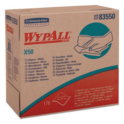 WypAll X50 White Extended Use Disposable Cleaning Cloths - 176 Sheets per Box, 10 Boxes per Case - Heavy Duty Industrial Wipes for Workshop, Garage & Home Cleaning