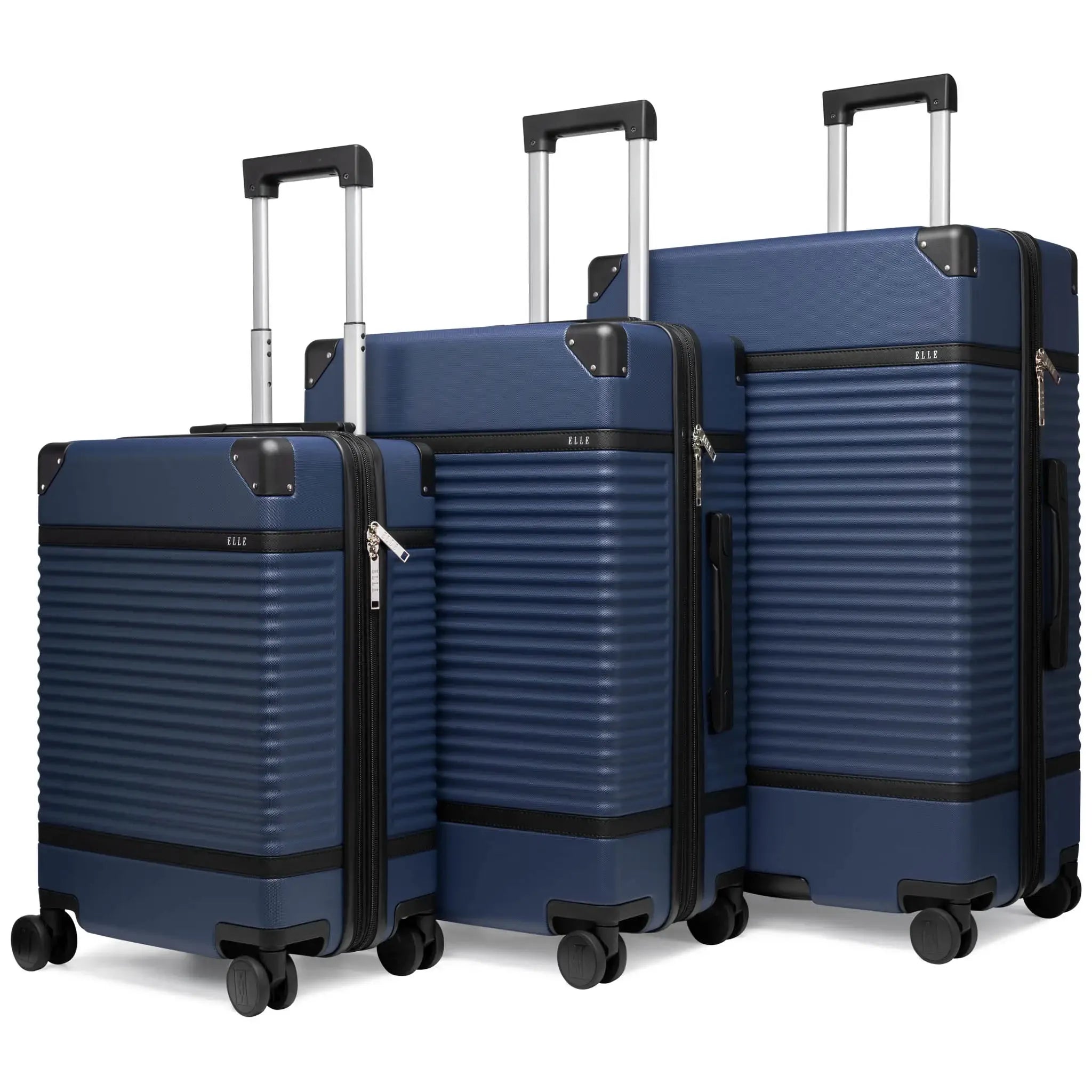 Vintage Expandable 3-Piece Luggage Set by Belleville - Lightweight Spinner Suitcase for Travel, Business Trips & Weekend Getaways