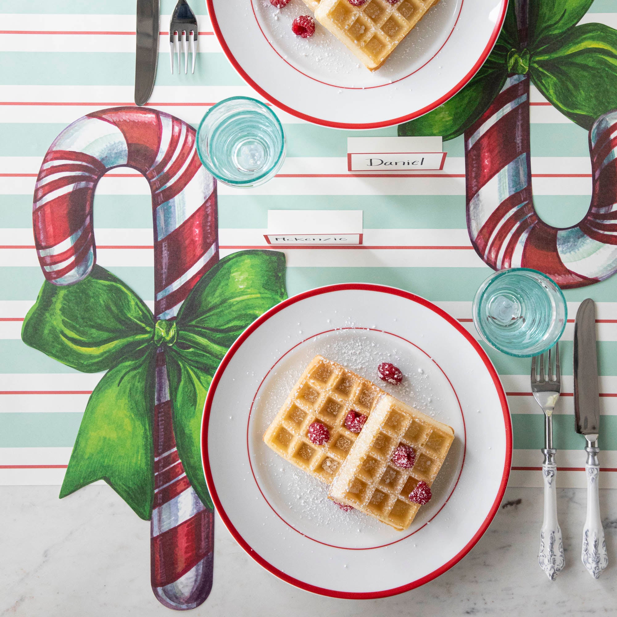 Christmas Die-Cut Candy Cane Placemat - Festive Holiday Table Decor for Parties & Dining