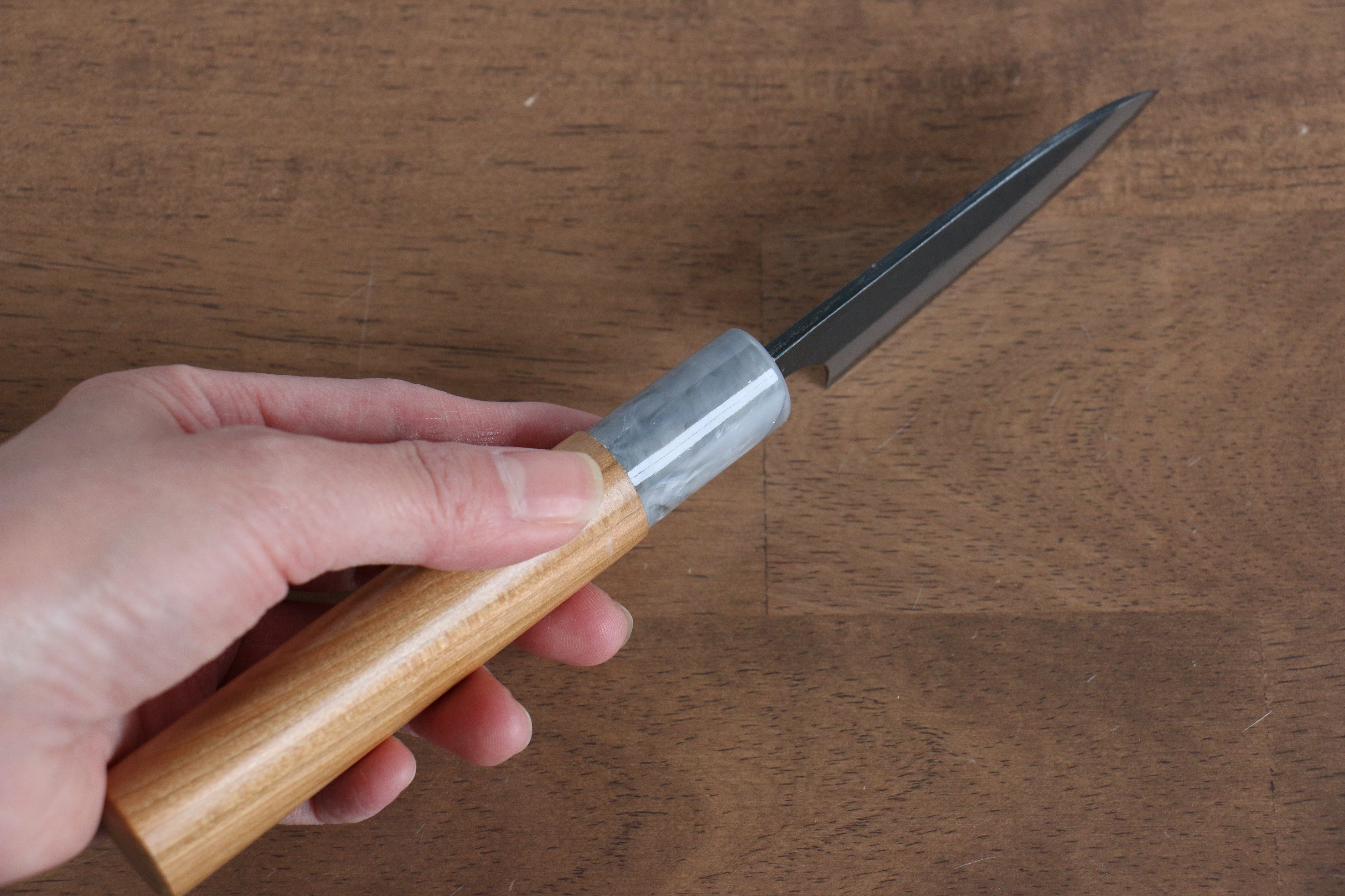 Masakage Mizu Blue Steel No.2 Petty Knife 80mm - Japanese Utility Knife with Black Finish & American Cherry Wood Handle - Perfect for Slicing, Peeling, and Precision Cutting in Professional Kitchens & Home Cooking