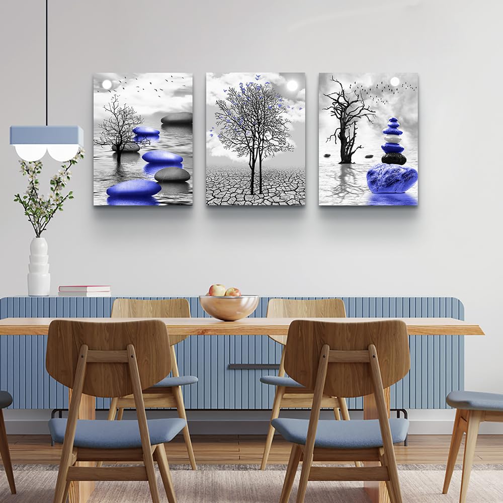 Modern Abstract Canvas Wall Art Set - 3 Piece Black & White Framed Prints for Living Room, Bedroom, Office Decor | Home Wall Decorations & Interior Design Accents
