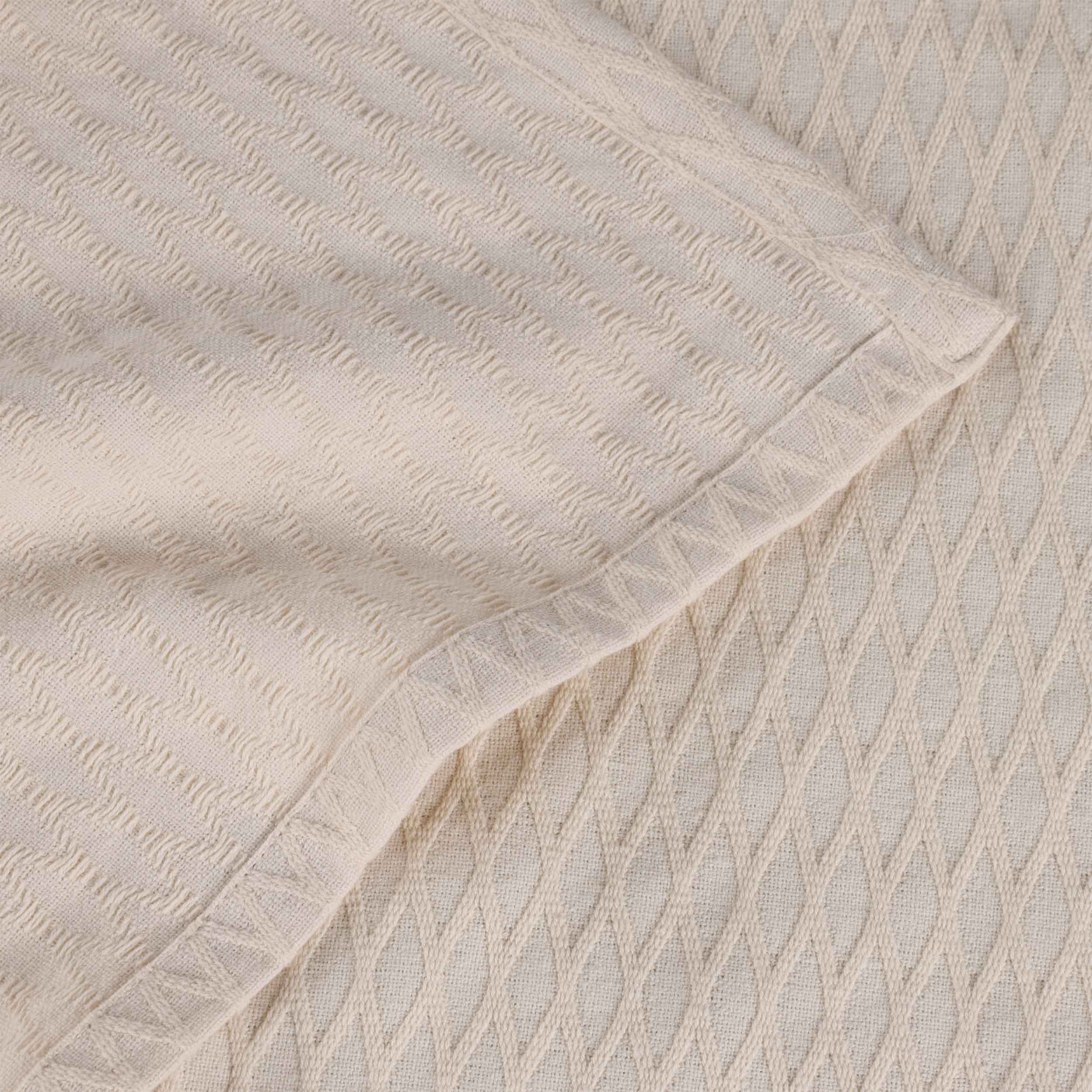 Premium Cotton All-Season Diamond Pattern Bed Blanket & Sofa Throw - Soft Cozy Blanket for Bedroom, Living Room, Travel and Gift Giving