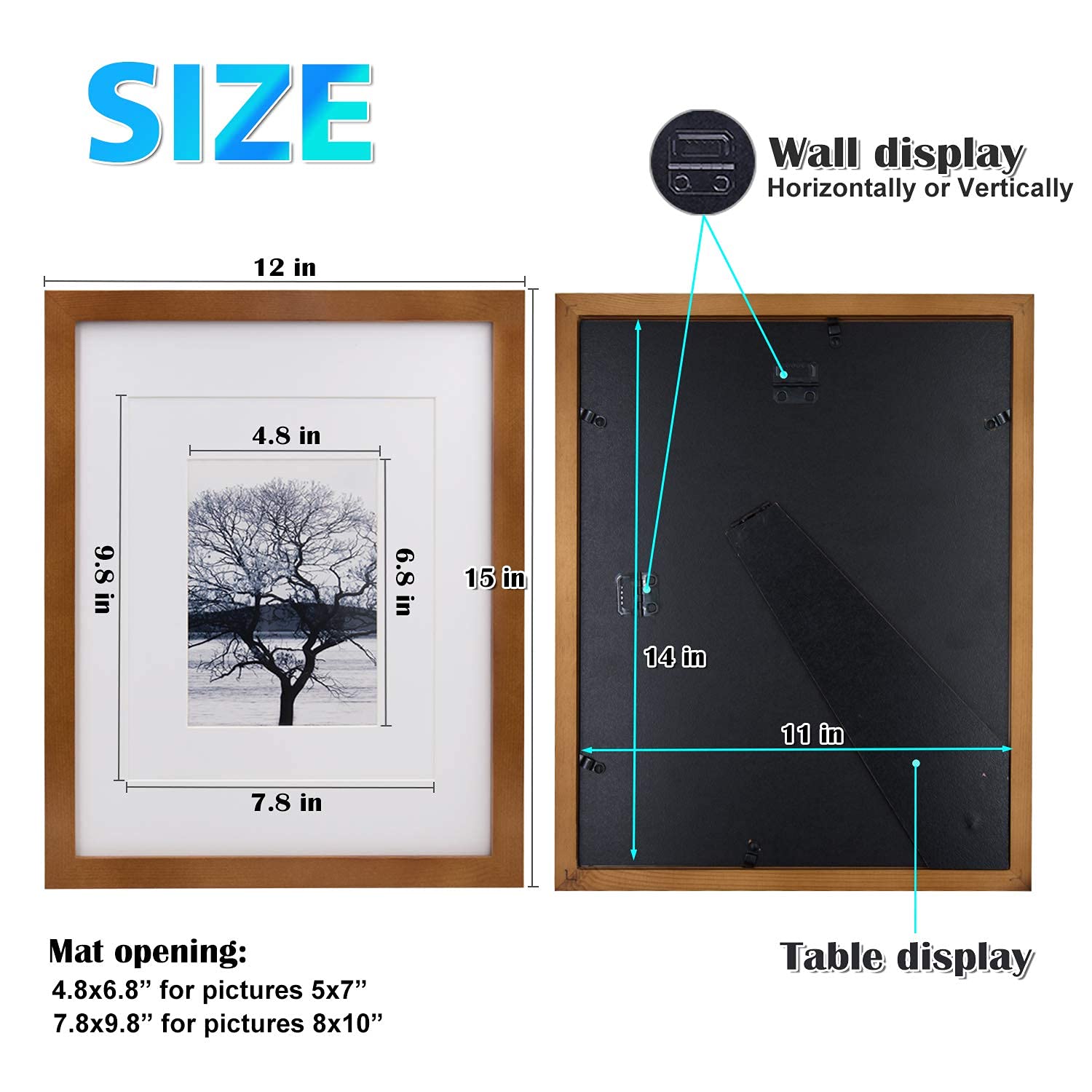 Egofine 11x14 Picture Frames Set of 5 - Light Brown Wood Photo Frames for Wall Display, Tabletop Decor, Home & Office Decorations - Perfect for Family Photos, Artwork, and Certificates