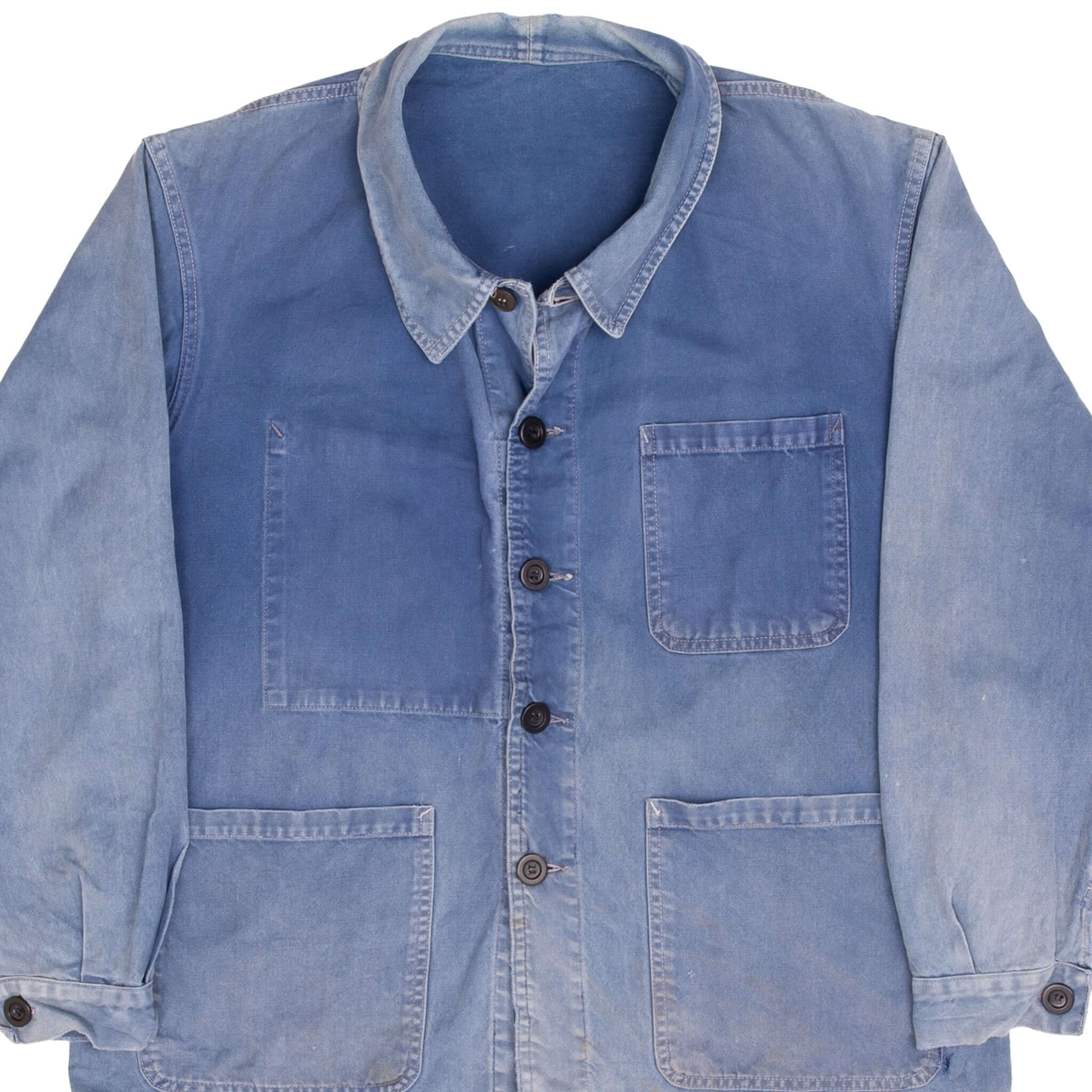 Vintage 1960s French Workwear Light Wash Denim Jacket - Size Large for Men | Retro Style Outerwear for Casual Wear, Street Fashion & Vintage Collectors