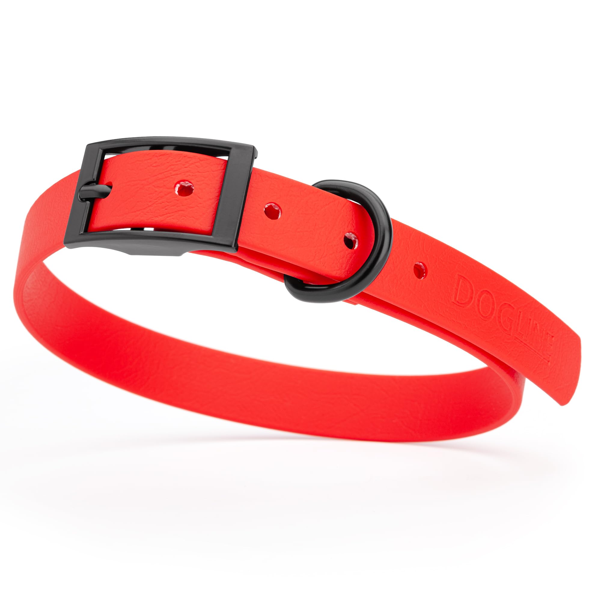 Premium Biothane Waterproof Dog Collar - Heavy Duty Coated Nylon Webbing with Black Hardware | Odor-Resistant, Easy to Clean & Durable | Fits Small, Medium & Large Dogs (Cherry Red) | Perfect for Outdoor Adventures, Swimming & Daily Walks