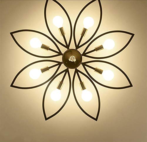 Modern 8-Light Semi Flush Mount Ceiling Lamp - Black Metal LED Fixture for Living Room, Dining Room, Bedroom & Restaurant | Energy-Efficient Ambient Lighting for Home & Commercial Spaces