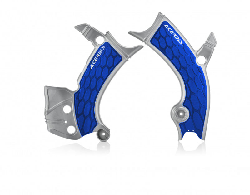 Acerbis X Grip Frame Guards for Yamaha YZ250F YZ450F YZ250FX YZ450FX WR250F WR450F (2016-2019) - Silver Blue - Dirt Bike Protection for Off-Road Racing & Trail Riding