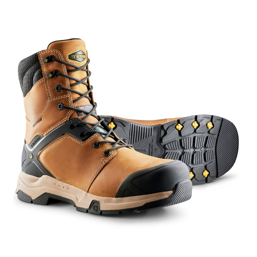Terra Carbine Men's 8-Inch Waterproof Composite Toe Work Boots - Wheat TR0A4TCRFWE | Durable Safety Boots for Construction, Warehouse & Outdoor Work