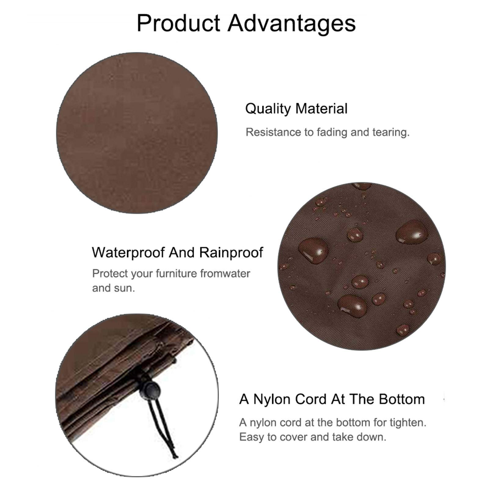 XJHKG Waterproof UV-Resistant Rectangular Patio Table Cover for Outdoor Rattan Furniture - 123x61x72cm Brown - Perfect for Garden, Deck, and Poolside Protection