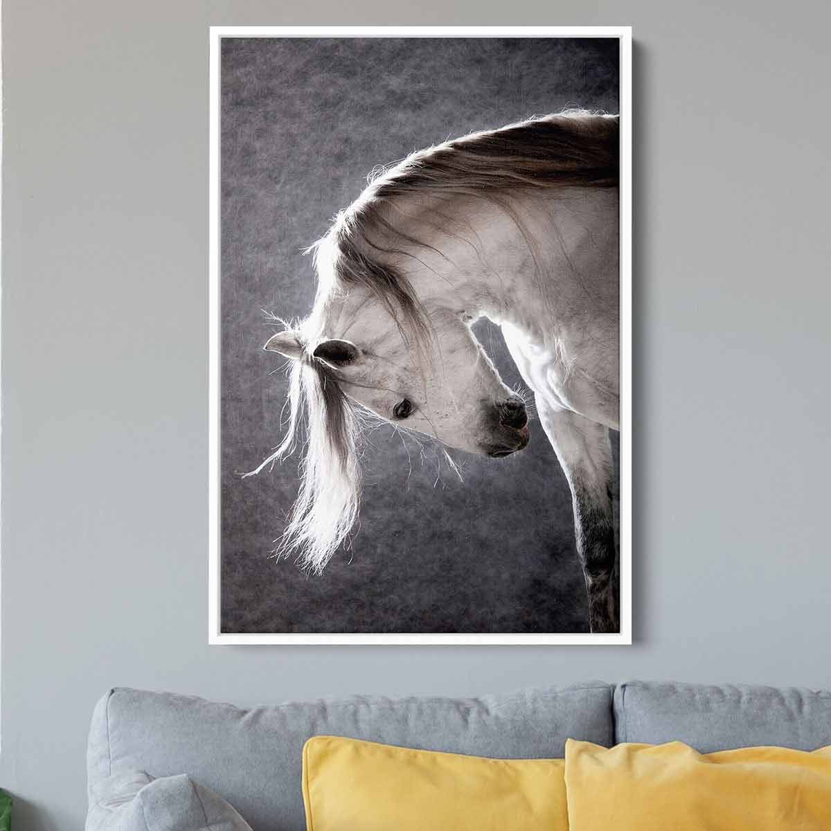 Grey Horse Wall Art Canvas Print - Modern Home Decor for Living Room, Bedroom & Office - 7042