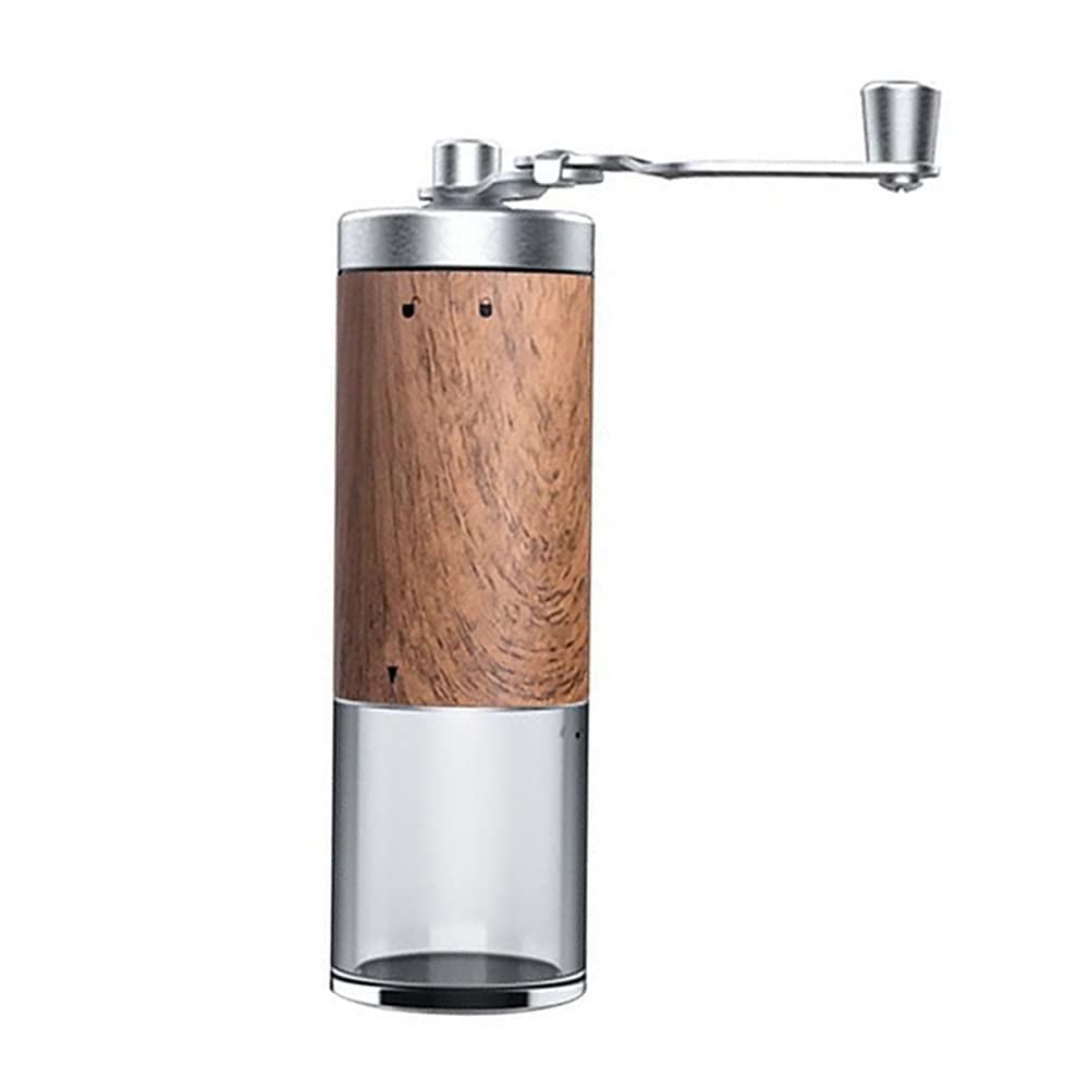 Premium Manual Coffee Grinder - Portable Stainless Steel Hand Crank Mill with Wood Grain Finish for Espresso, French Press & Travel | Perfect for Camping, Hiking & Home Brewing