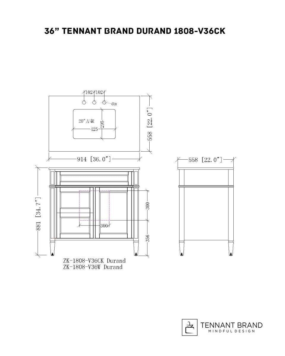 36 Inch Modern Gray Bathroom Vanity with Stone Countertop - Elegant Sink Cabinet for Bathroom Remodel, Powder Room, or Master Bath Upgrade