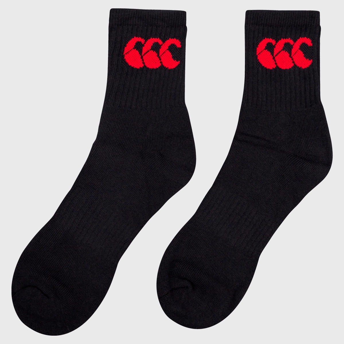 Canterbury Crew Socks 3 Pack - Black & Red Athletic Socks for Men & Women - Perfect for Running, Hiking & Everyday Wear