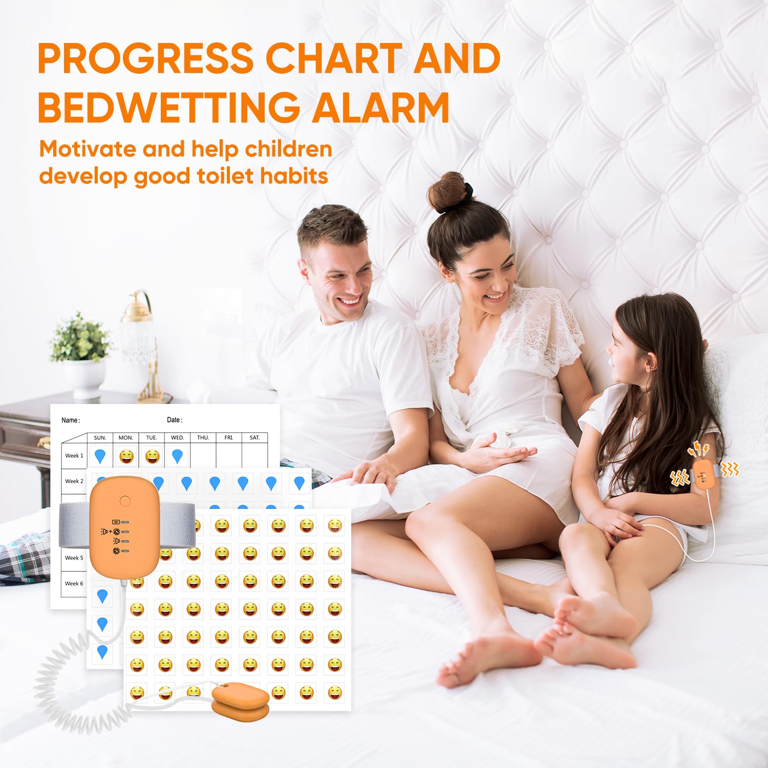 Bed Wetting Alarm for Boys & Girls - USB Rechargeable Enuresis Alarm with High Sensitivity Sensor - 3 Alarm Modes for Kids, Adults & Elderly - Perfect for Nighttime Potty Training & Incontinence Care