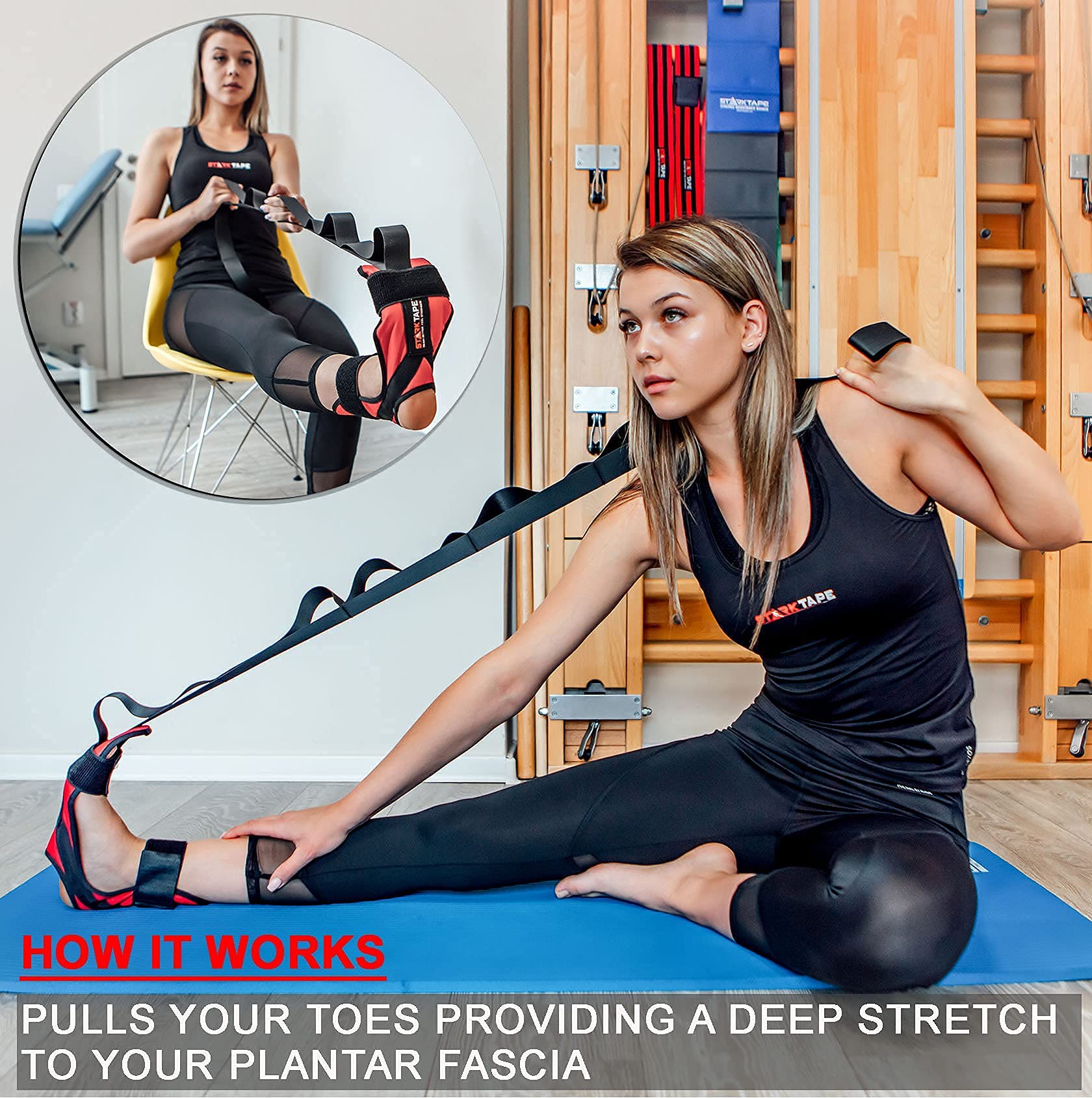 Premium 5-Piece Resistance Bands Set with Foot Stretcher - Professional Elastic Exercise Bands for Physical Therapy, Strength Training, Yoga & Pilates | Ideal for Home Workouts, Plantar Fasciitis Relief & Leg Rehabilitation
