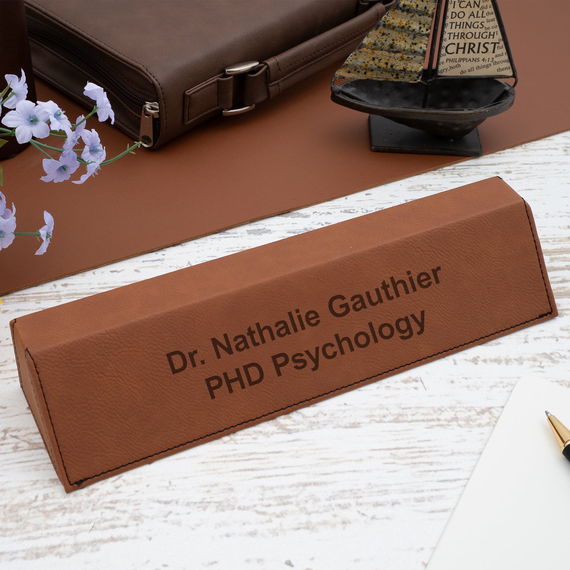 Premium Rawhide Leatherette Desk Wedge - Ergonomic Laptop Stand for Home & Office Workspace - Perfect for Typing Comfort and Wrist Support