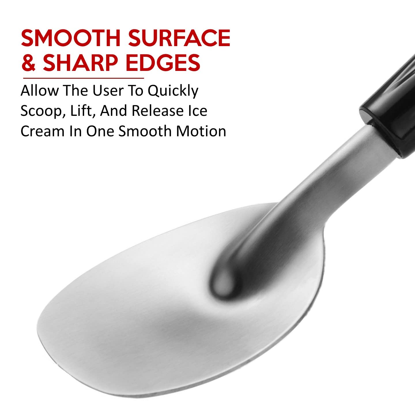 Premium Stainless Steel Ice Cream Scoop with Ergonomic Plastic Handle - Heavy Duty, Durable & Bend Proof - Perfect for Hard or Soft Serve Ice Cream - Ideal for Home Kitchens, Ice Cream Shops & Dessert Cafes