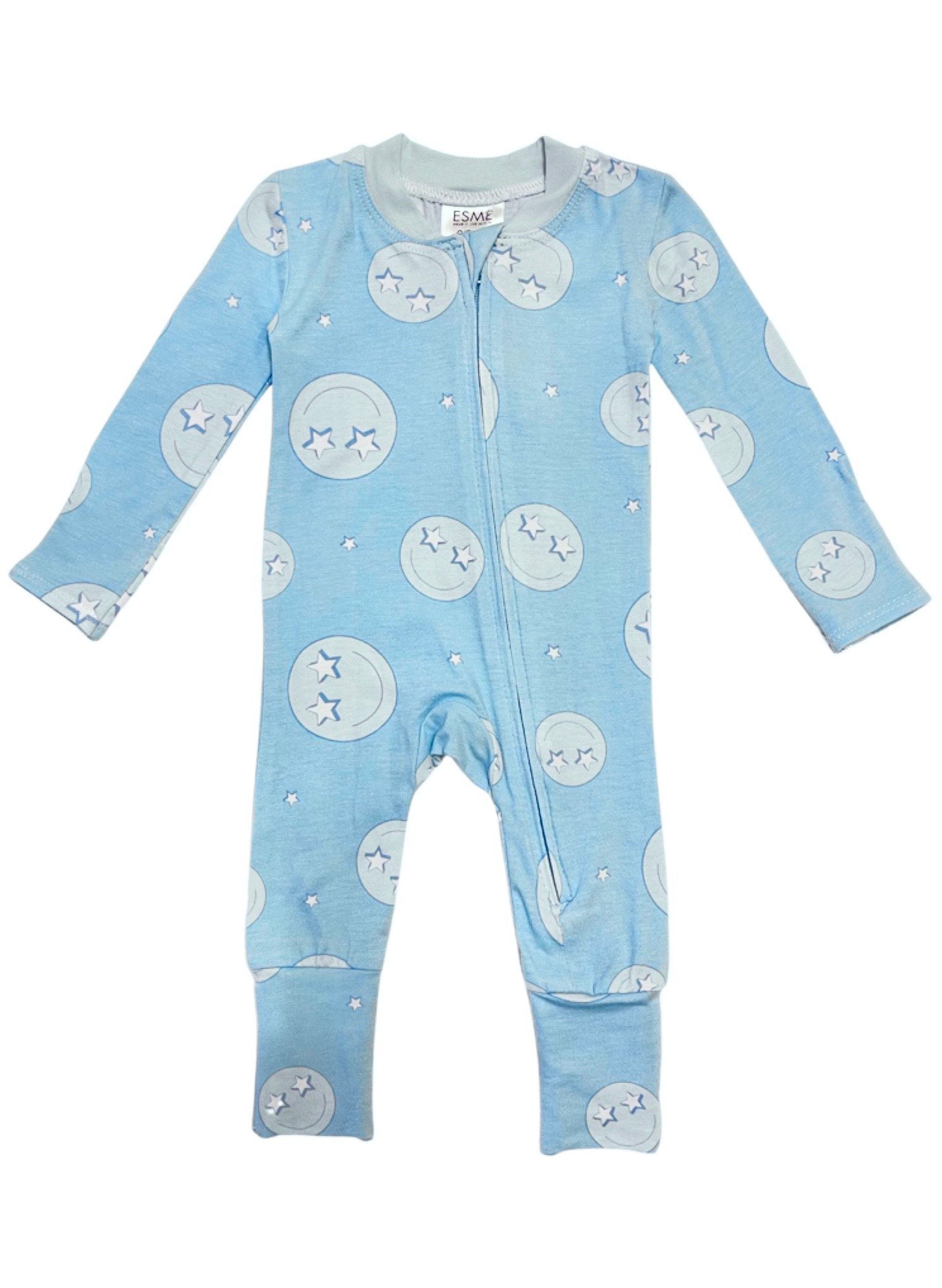 Blue Happy Face Footie Pajamas for Babies & Toddlers - Soft & Comfortable Sleepwear for Boys & Girls - Perfect for Bedtime, Lounging & Photo Shoots