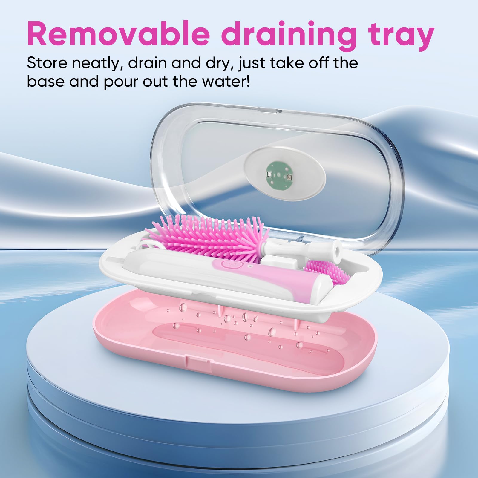 Maypott Electric Baby Bottle Brush Cleaner Set with Nipple & Straw Brush, Portable Bottle Sterilizer & Dryer, Travel-Friendly Baby Essentials for Breastfeeding & Formula Feeding (Purple) - Perfect for Home, Nursery, Daycare & On-the-Go Parents
