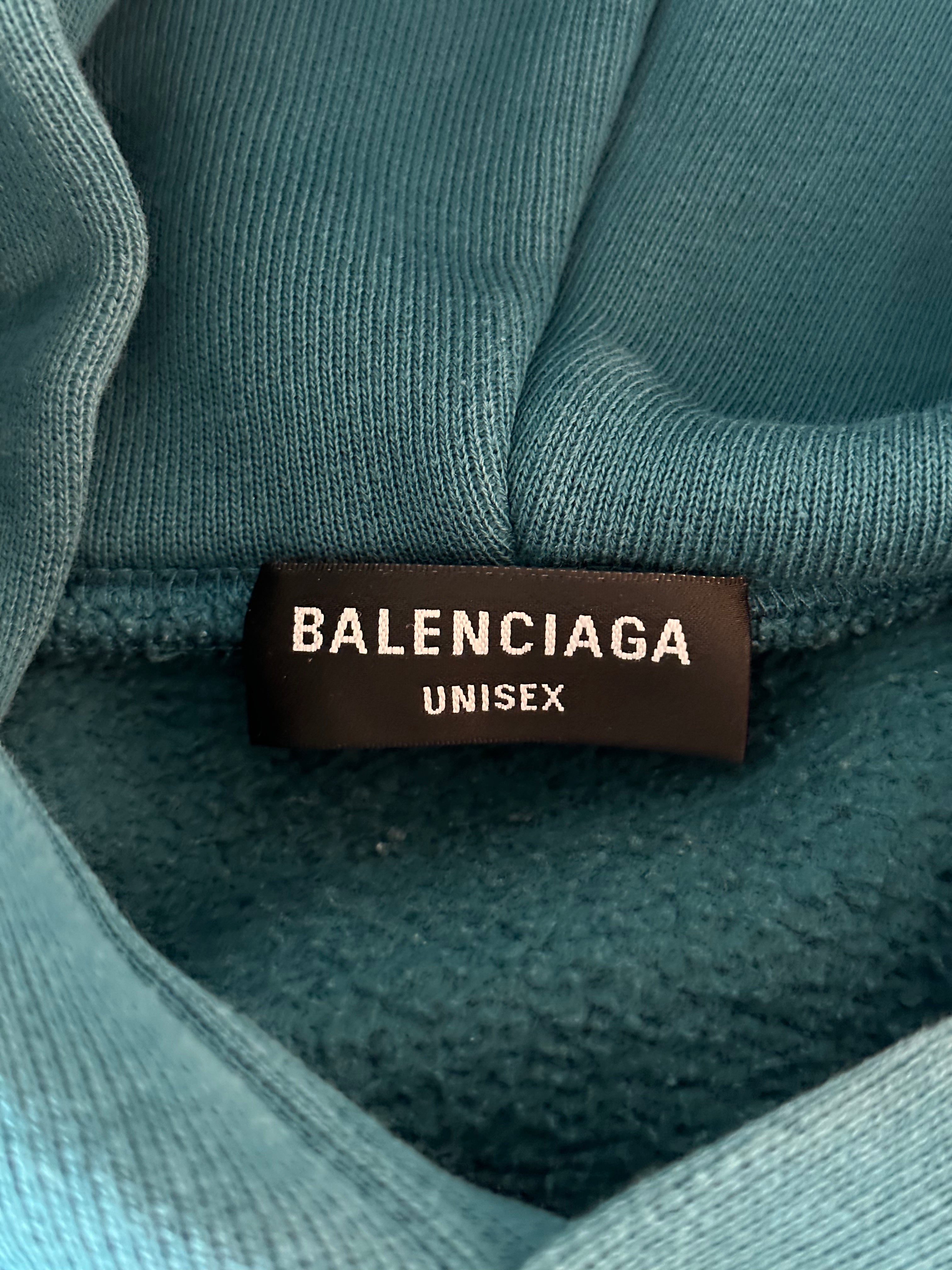 Balenciaga Blue & White Maison Logo Hoodie - Men's & Women's Luxury Streetwear Pullover for Casual Wear & Fashion Outfits