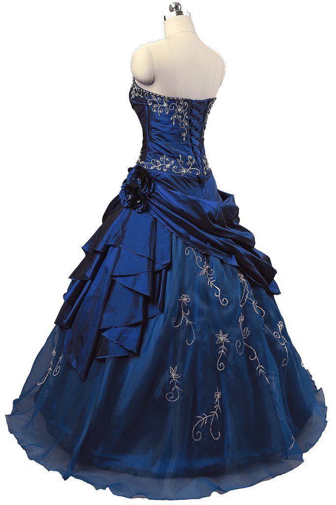 Elegant Silver Embroidered Beaded Princess Evening Ball Gown for Women - Perfect for Prom, Wedding, and Formal Events