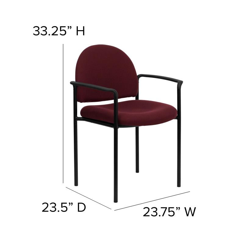FLASH Tiffany Comfort Gray Fabric Stackable Steel Side Reception Chair with Arms - Modern Office Seating for Waiting Rooms, Lobbies & Conference Areas