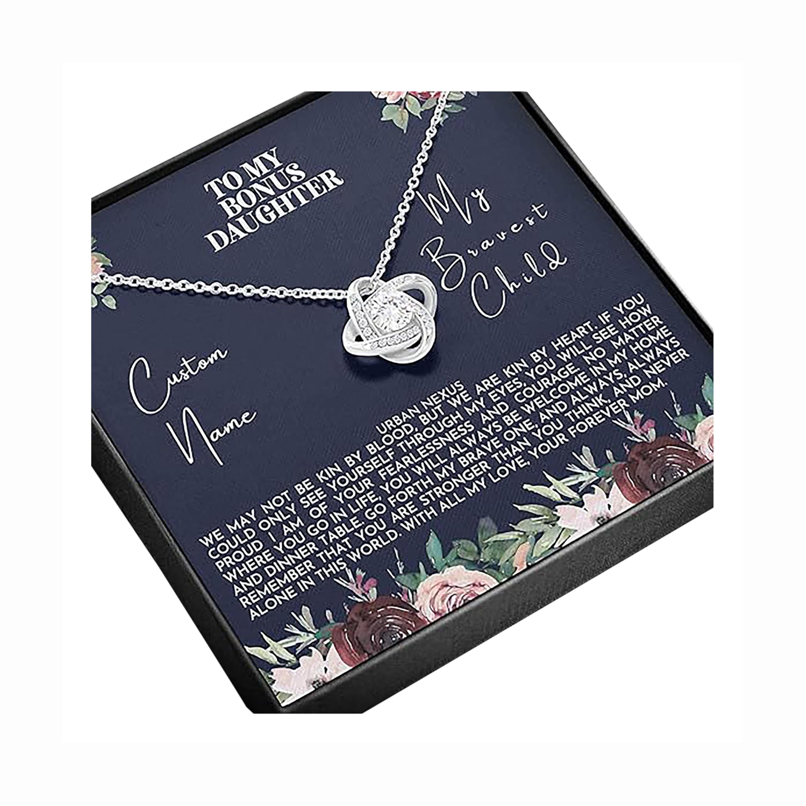 Personalized Message Jewelry Necklace - Wedding Gift for Mom & Step Daughter - Handmade Custom Size for Special Occasions