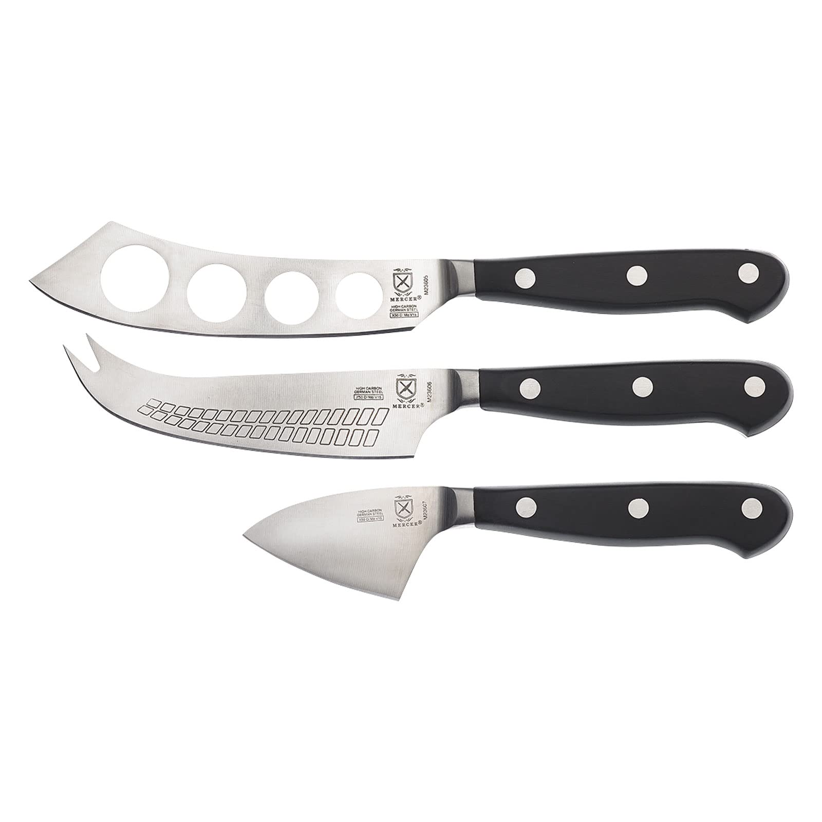 Premium Mercer Culinary Renaissance Cheese Knife Set - 3-Piece Stainless Steel Cheese Slicer & Server Kit for Gourmet Cheese Boards, Wine Pairings & Entertaining