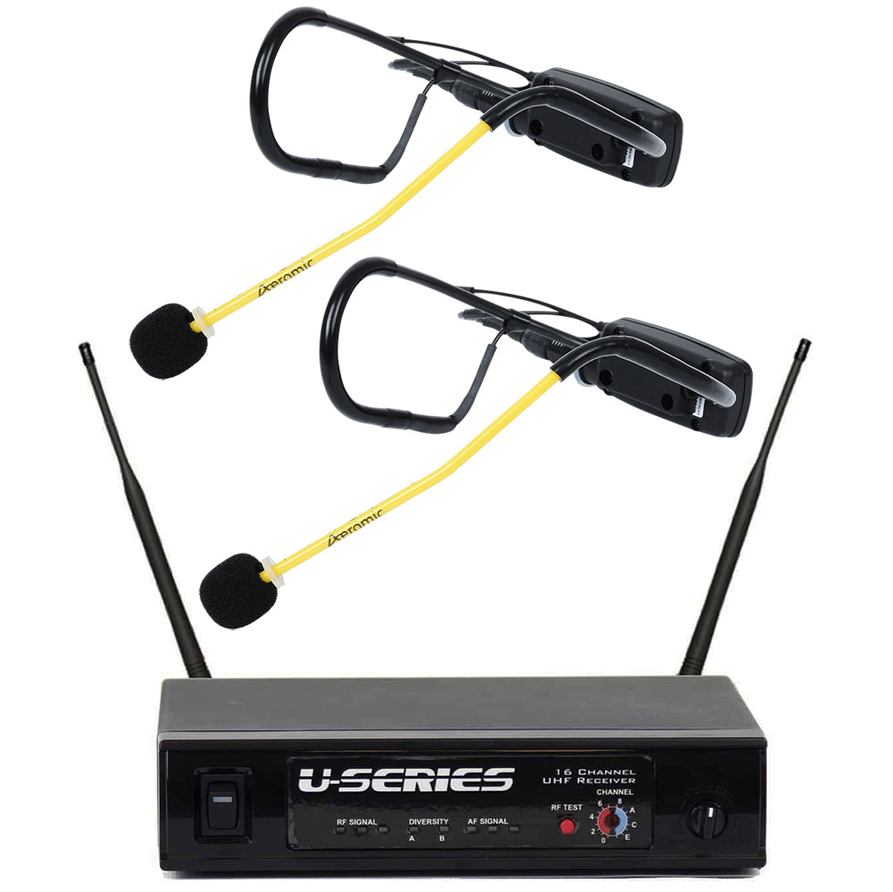 Fitness Audio UHF Mini TX Wireless Microphone System Bundle with Aeromic & Cyclemic - Perfect for Gym Instructors, Cycling Coaches & Group Fitness Classes