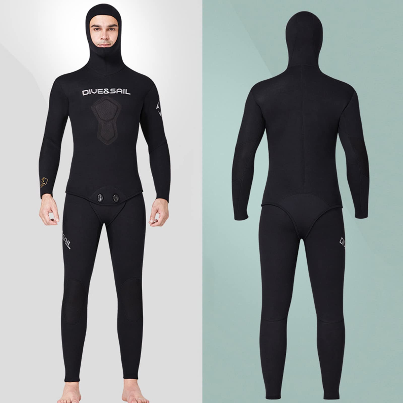 1.5MM Neoprene Men's Wetsuit - 2-Piece Long Sleeve Full Body Hooded Snorkeling Suit for Spearfishing, Swimming & Water Sports | Thermal Protection | Black XL | Ideal for Scuba Diving, Surfing & Cold Water Activities