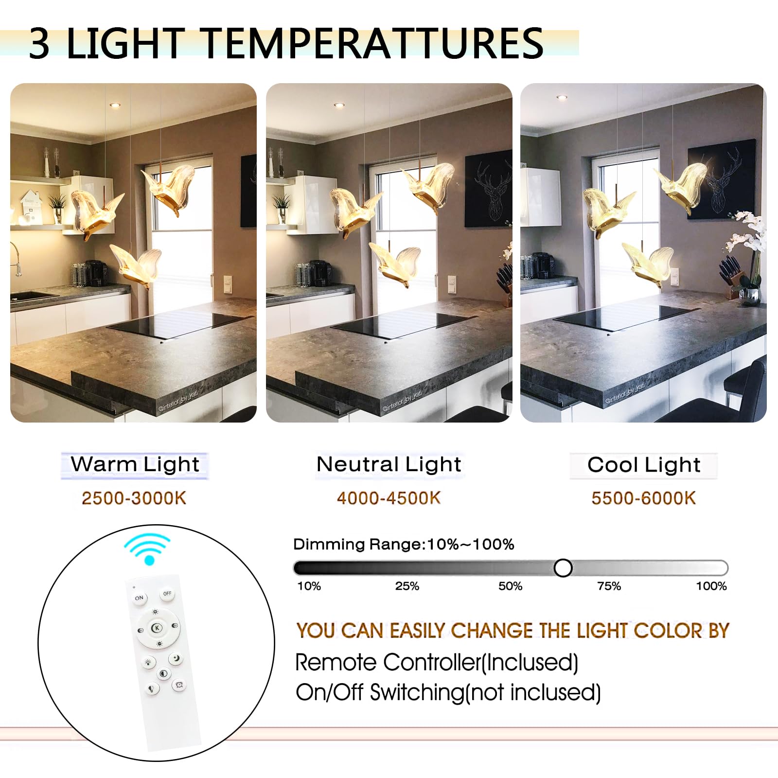 Modern Mini Chandelier LED Pendant Light - Dimmable Kitchen Island Lighting, Dining Room & Bedroom Ceiling Fixture (2700K-6000K) | Perfect for Contemporary Homes, Restaurants and Cozy Spaces