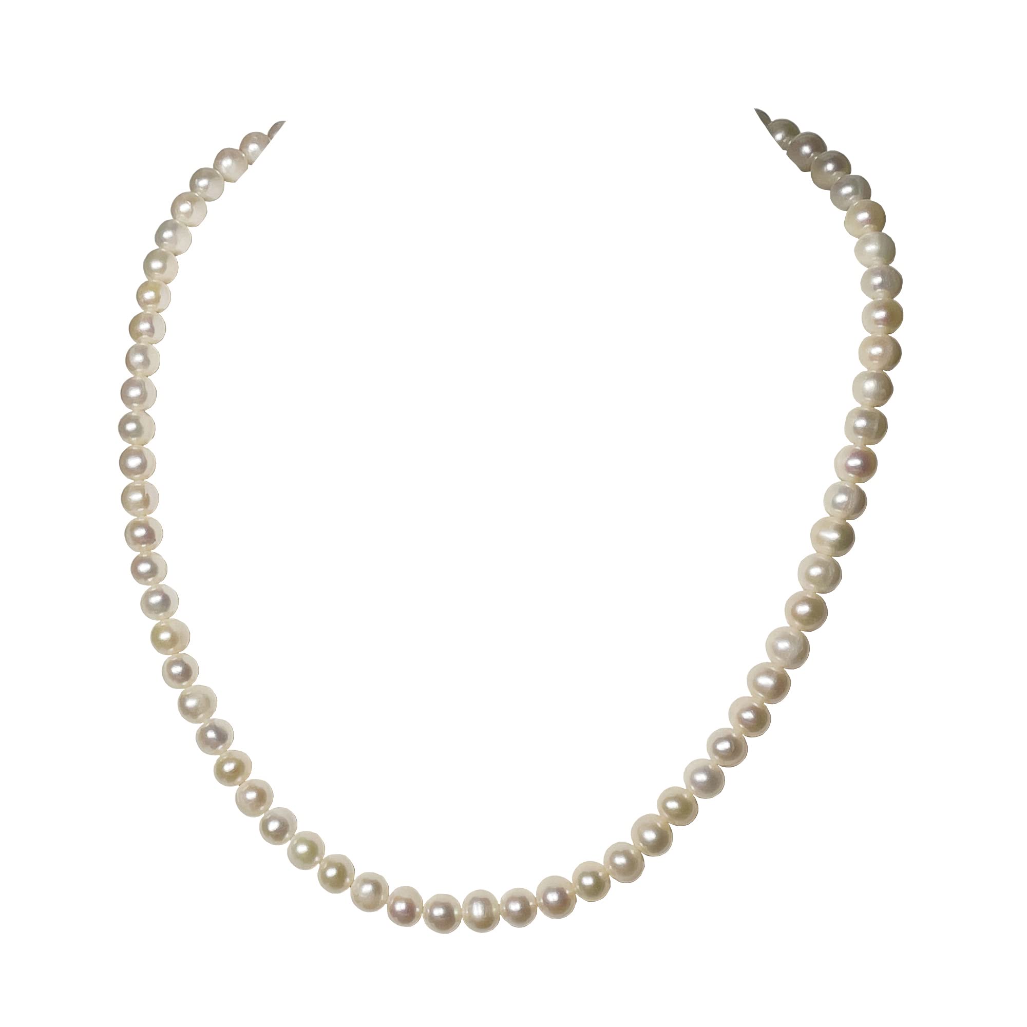 AA Quality 5-12mm White Freshwater Cultured Pearl Necklace for Women | 16-22 Inch Sterling Silver Clasp | Elegant Jewelry Gift for Wedding, Anniversary & Special Occasions