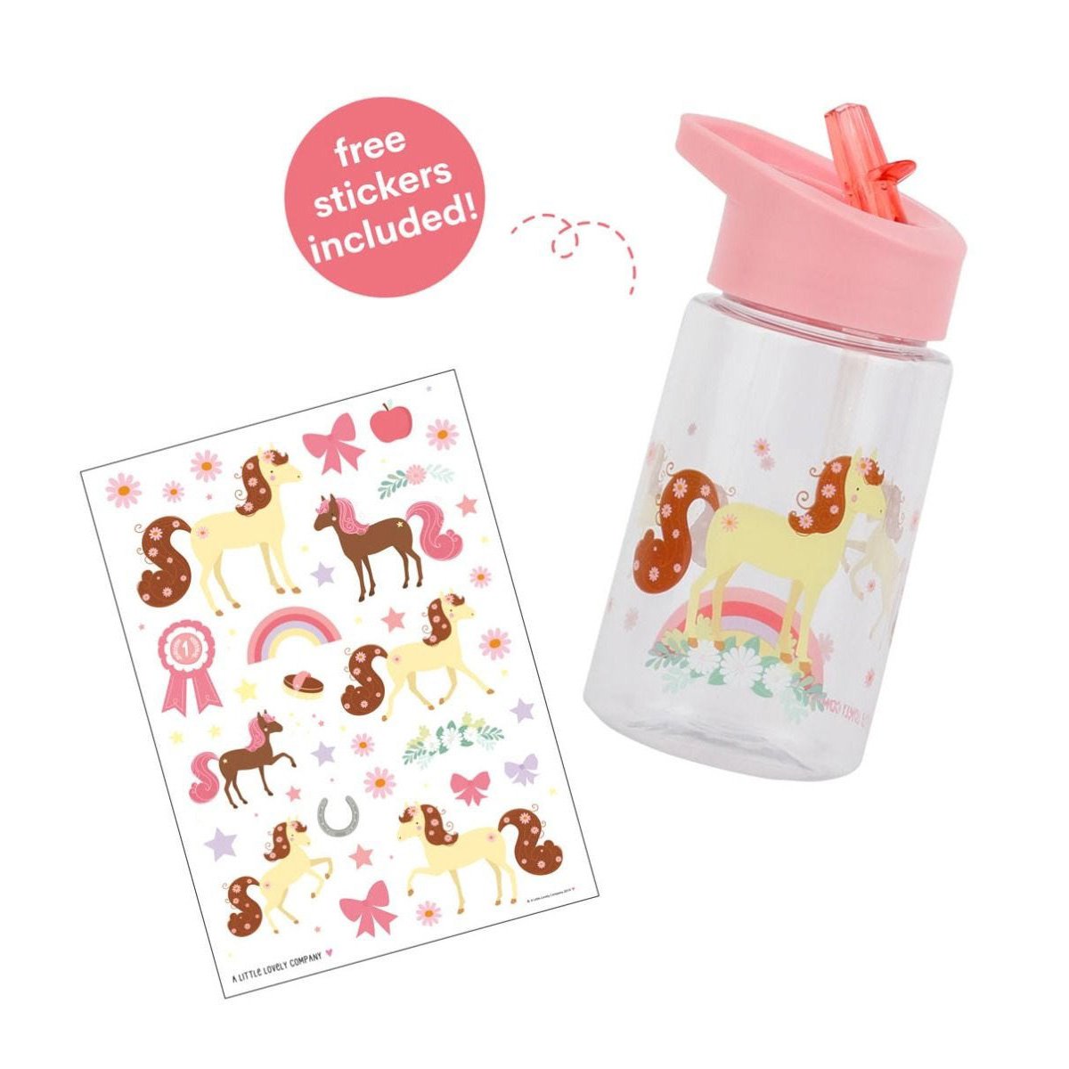 A Little Lovely Company Horse-Themed Insulated Water Bottle - Perfect for Kids, Outdoor Activities & School
