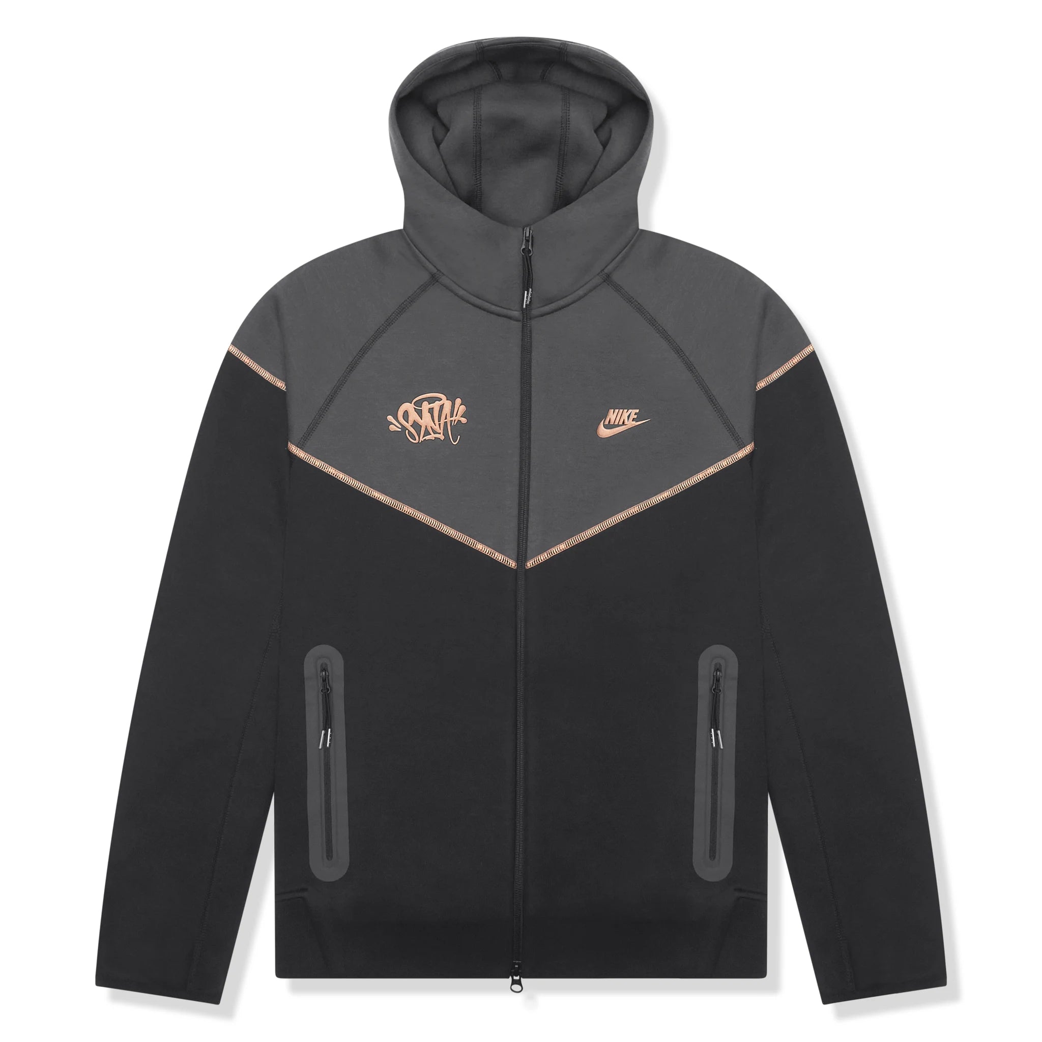 Syna World x Nike Central Cee Tech Fleece Black Hoodie for Men - Lightweight Warm Pullover Sweatshirt - Streetwear Fashion for Urban Lifestyle & Gym Wear
