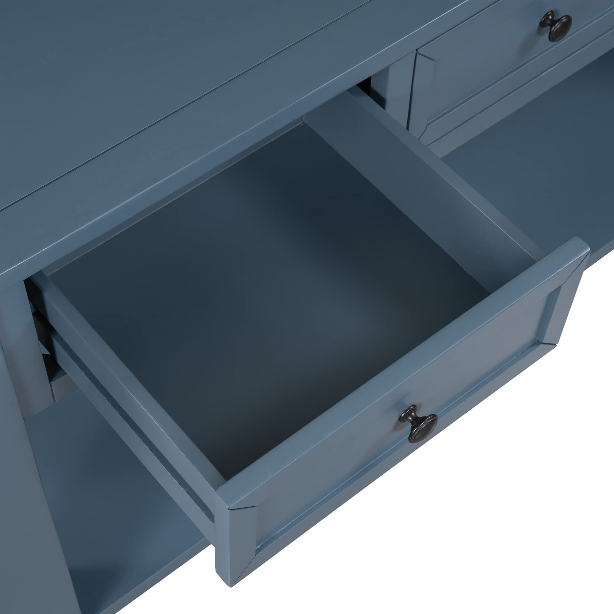 P PURLOVE Blue Console Table with 2 Drawers & Shelf - Entryway Sofa Table for Living Room, Hallway, Bedroom - Modern Narrow Hall Table for Small Spaces & Home Decor