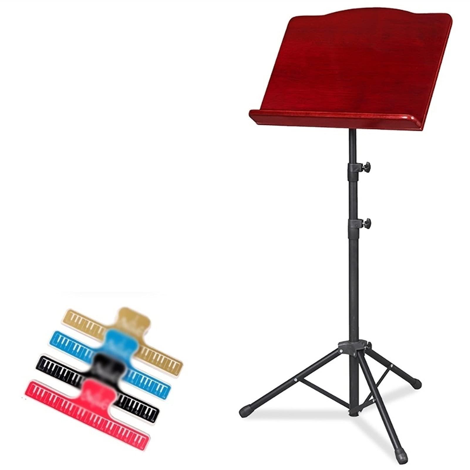 Premium Portable Folding Music Stand Holder - Solid Wood Adjustable Sheet Music Stand for Guzheng, Erhu, Guqin | Perfect for Home Practice, School Orchestra, Office Study & Library Use (Mahogany Finish)