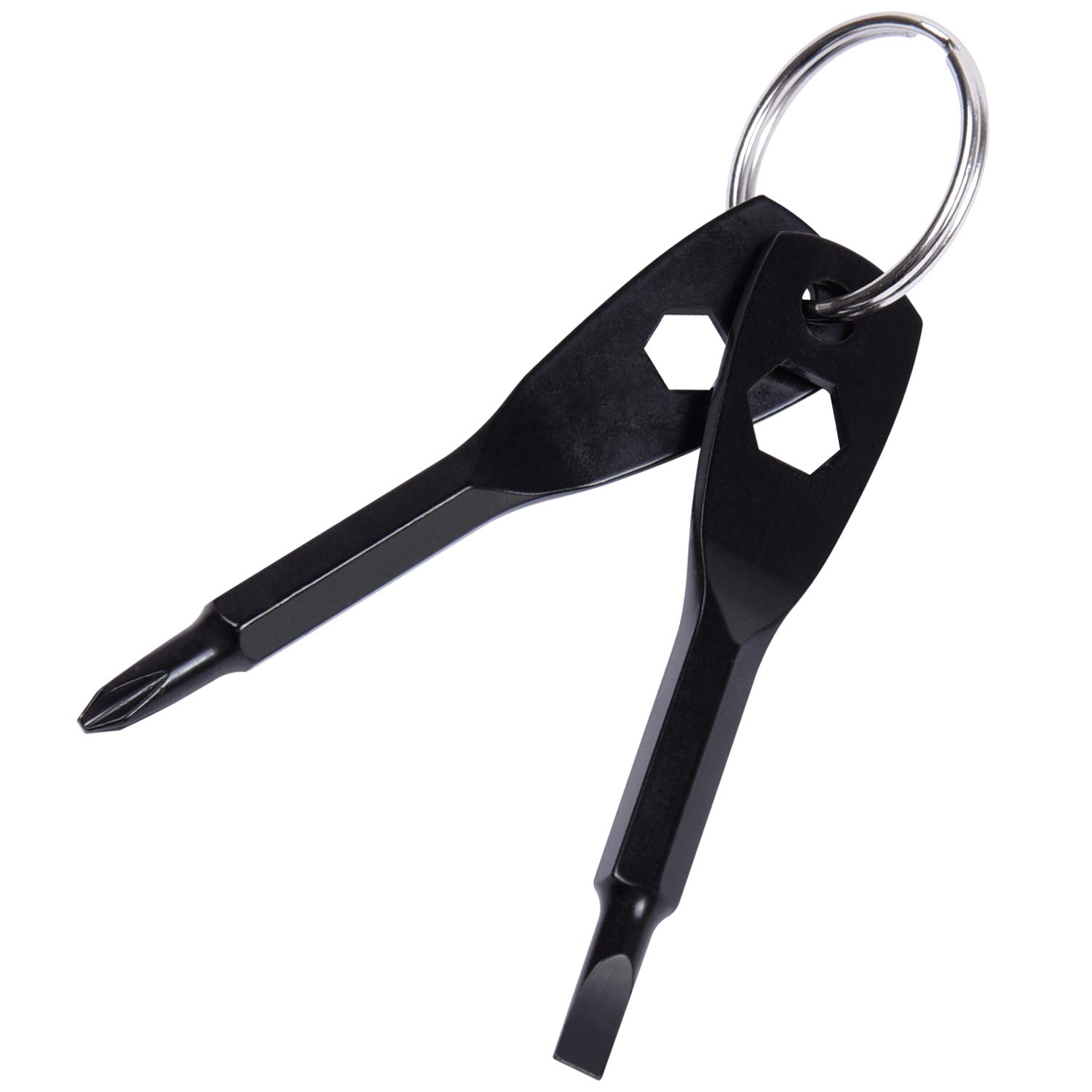 Wisdompro 4-in-1 Portable Keychain Screwdriver Set - Phillips, Slotted & Hex Wrench Multitool for Electronics Repair, DIY Projects & Home Maintenance - Perfect Gift for Men, Women, Fathers & Handymen (Black) - Compact Tool for On-the-Go Fixes, Travel & Emergency Repairs