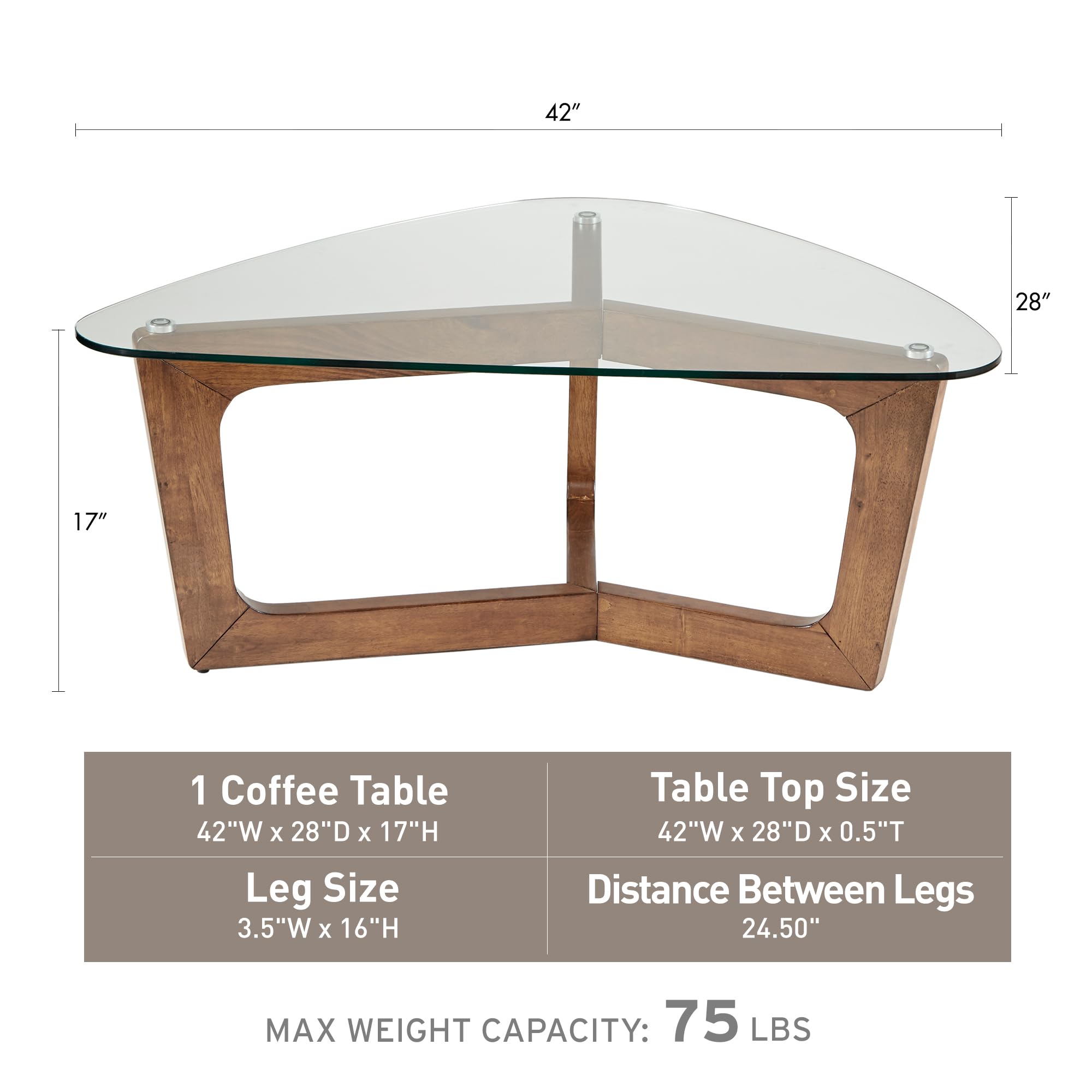 Walker Coffee Table - Modern Mid-Century Style Wooden Coffee Table for Living Room | Perfect for Small Spaces, Home Decor & Entertaining Guests