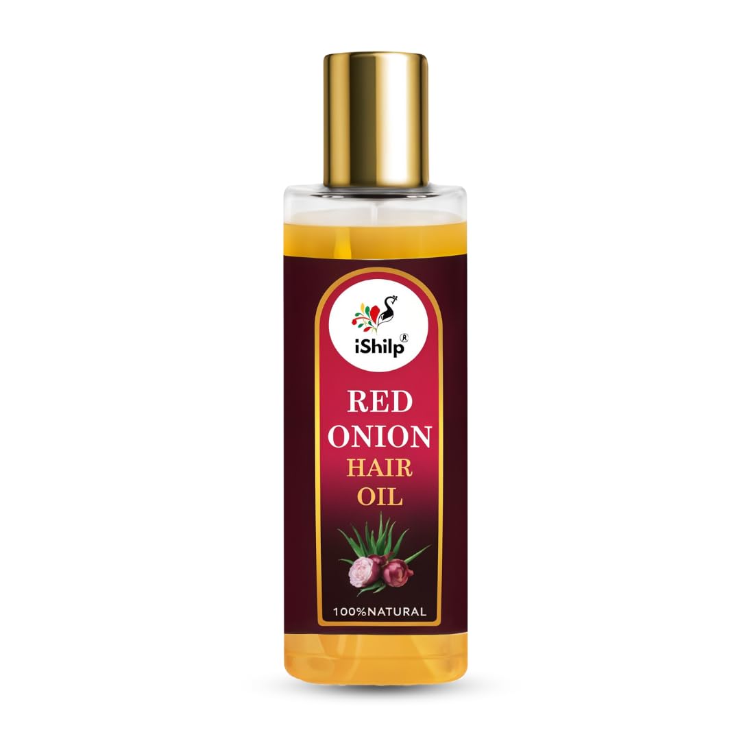 iShilp Red Onion Hair Oil for Shiny & Healthy Hair Growth | 100% Natural Onion Oil Treatment for Long, Strong & Beautiful Hair - 100ml | Perfect for Daily Hair Care & Scalp Nourishment at Home