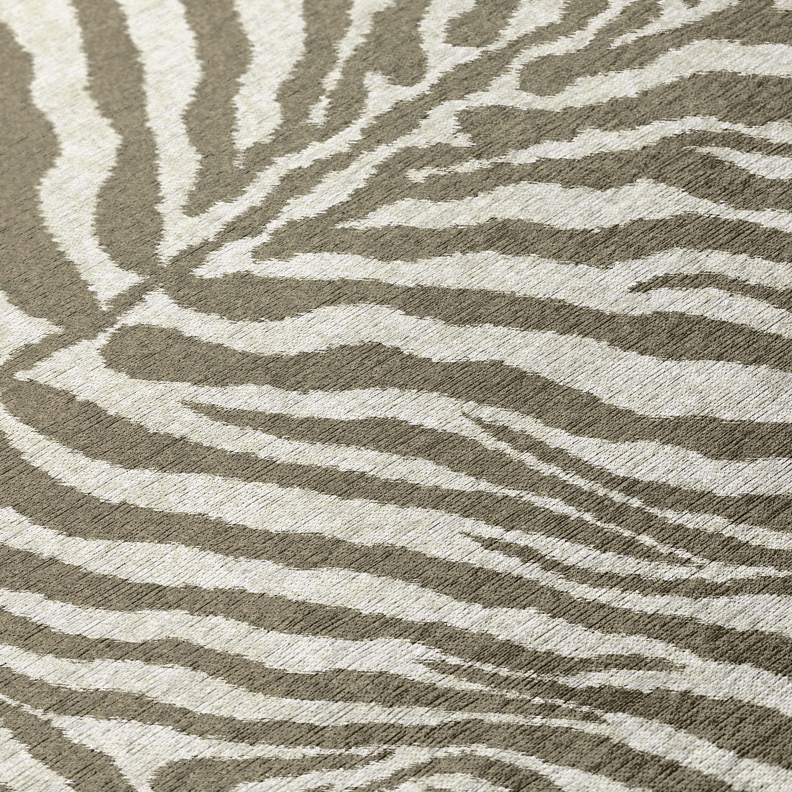 Addison Rugs Safari ASF31 Taupe Washable 8' x 8' Indoor/Outdoor Round Area Rug - Machine Washable, Non-Shedding, Easy Clean - Perfect for Bedroom, Living Room, Dining Room, Kitchen, Entryway & Patio Decor