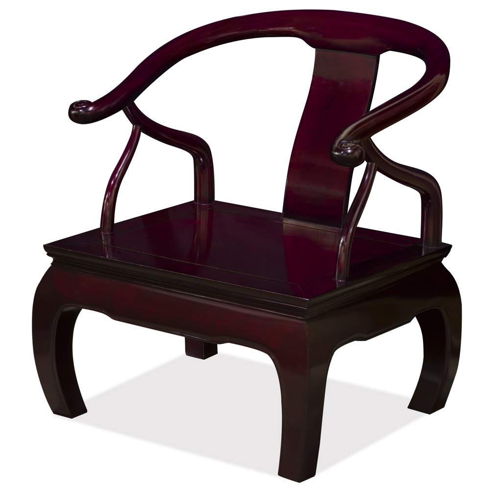 Dark Cherry Rosewood Chinese Monk Chair with Chow Leg - Handcrafted Traditional Asian Furniture for Living Room, Meditation & Home Decor