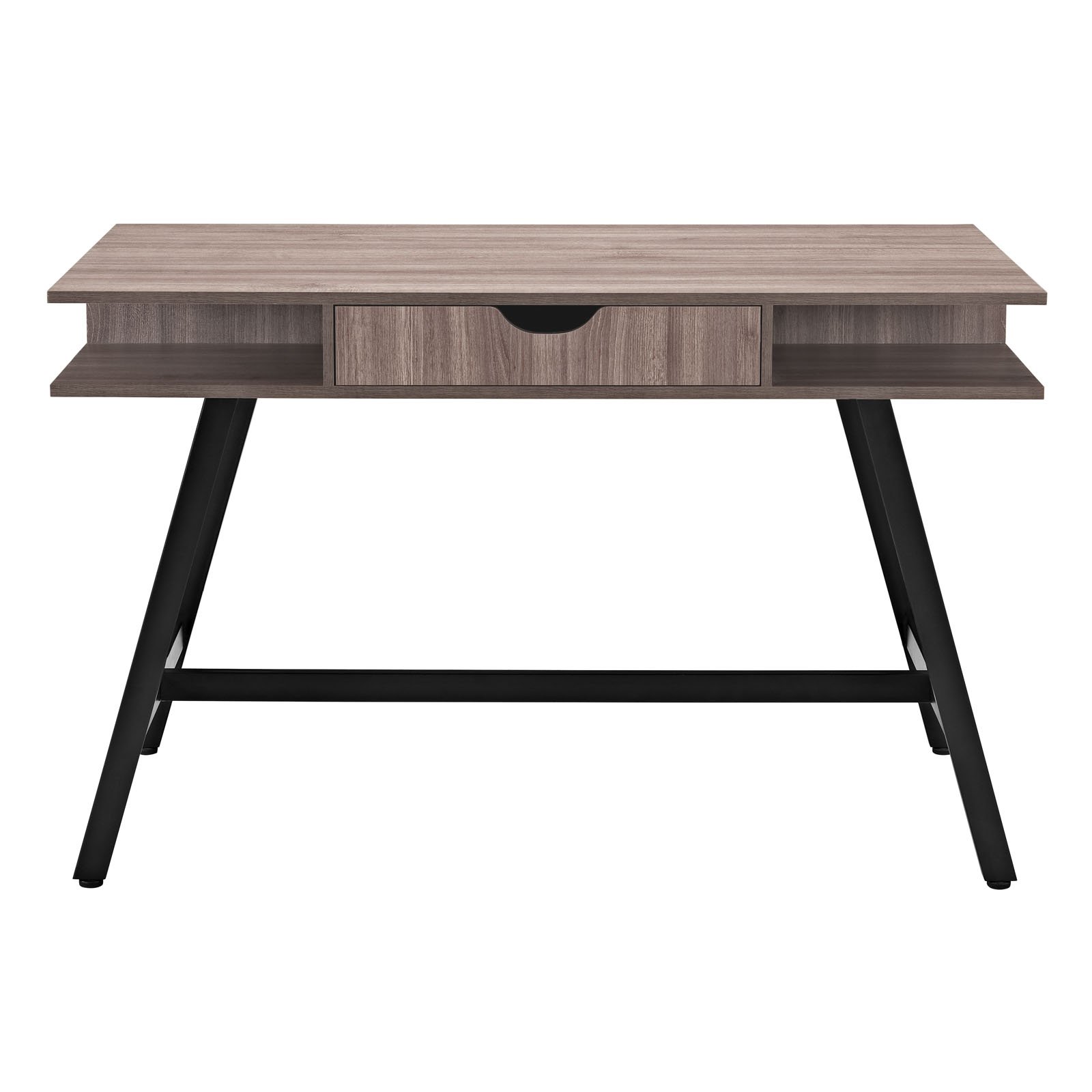 Modway Turnabout Modern Wood Grain & Metal Writing Office Desk with Storage - Birch Finish for Home Office, Study & Workspace