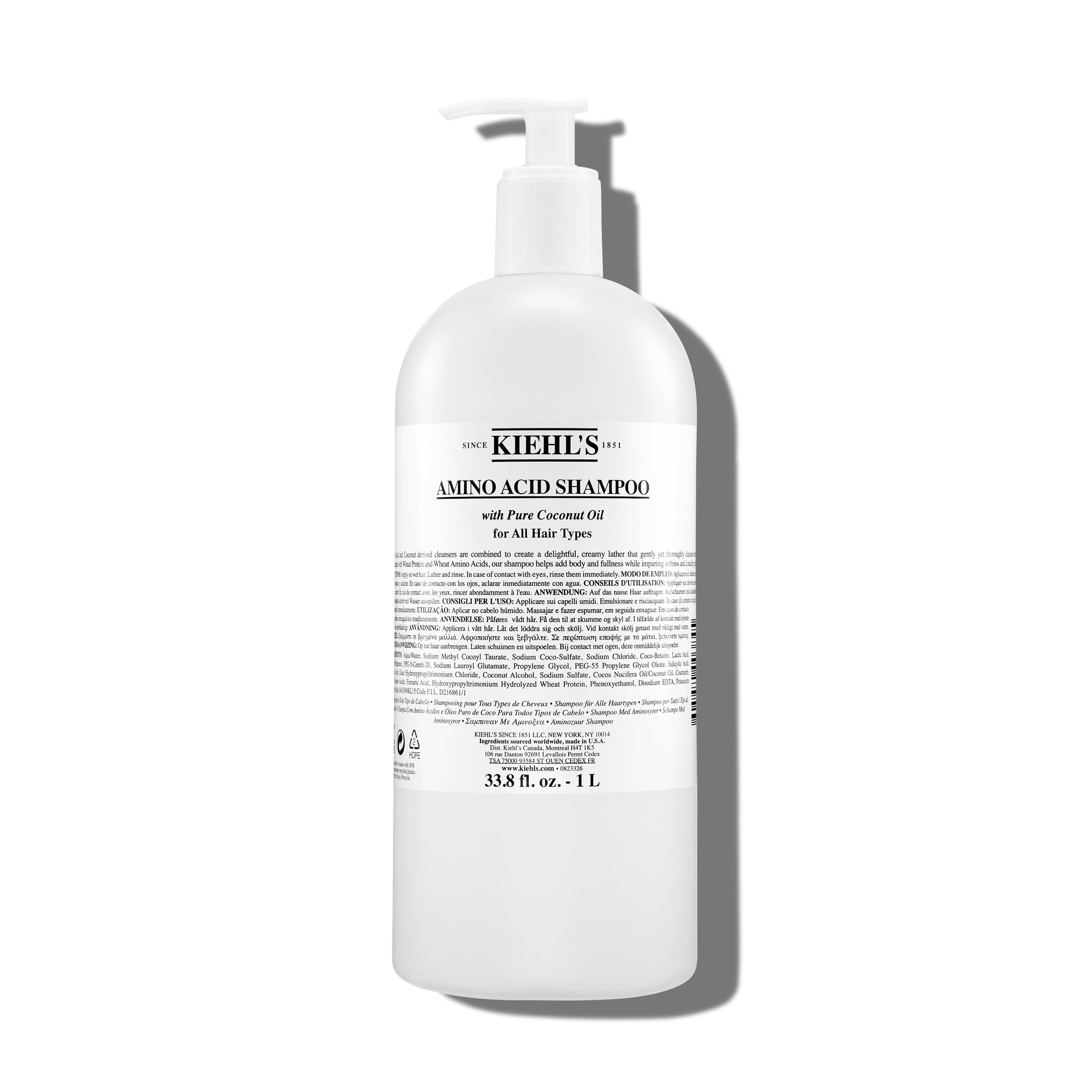 Kiehl's Amino Acid Shampoo with Coconut Oil - Clarifying & Strengthening Shampoo for All Hair Types | Hydrating, Paraben-Free Formula | Perfect for Daily Hair Care & Damaged Hair Repair
