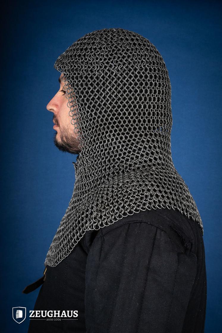 Chainmail Hood with 9mm Steel Oiled Round Rings - Medieval Armor for LARP, Cosplay & Renaissance Faires