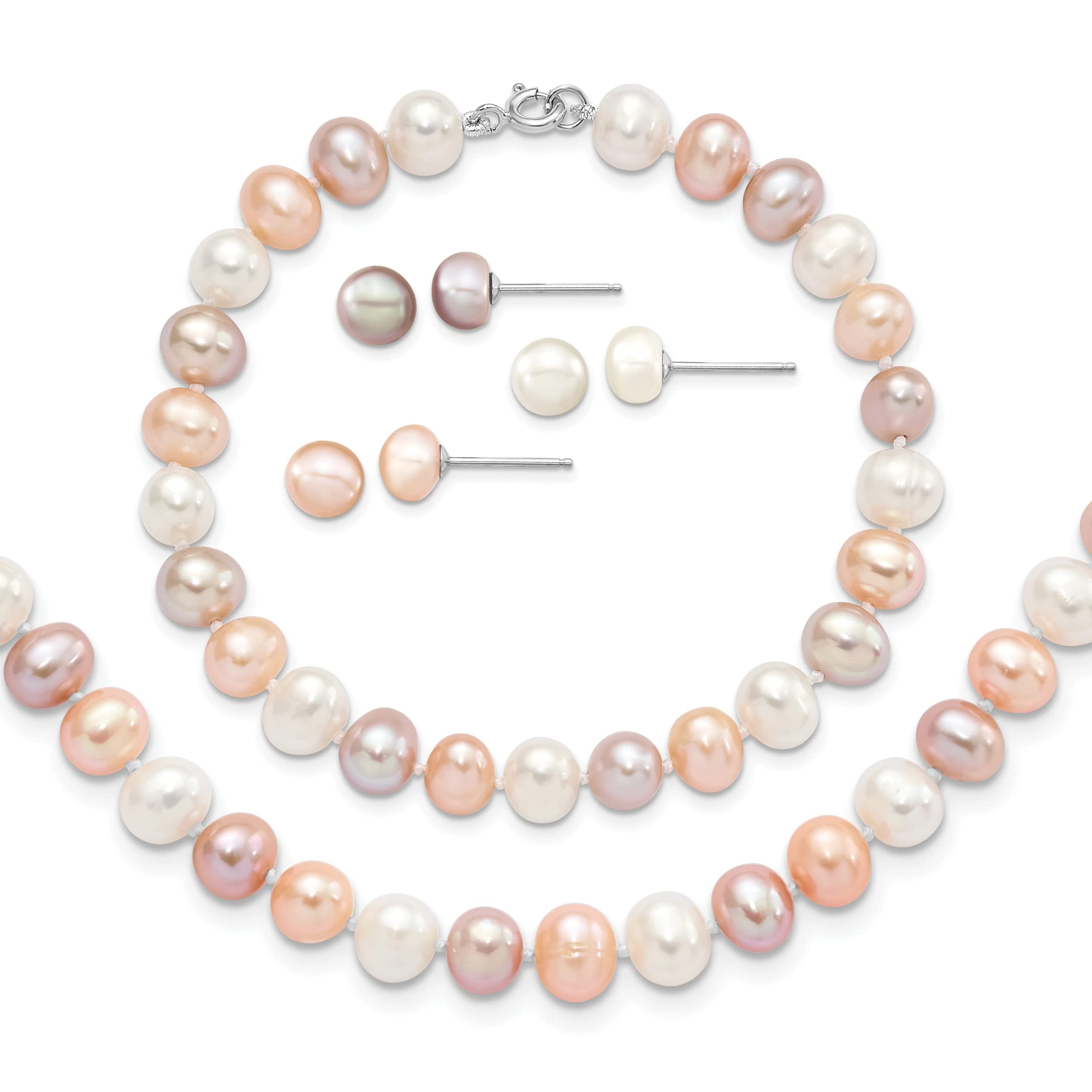 Elegant White and Pink Pearl Jewelry Set - Necklace, Bracelet & Earrings for Women | Perfect for Weddings, Parties & Special Occasions
